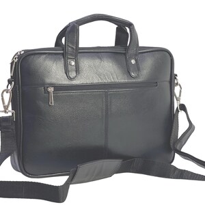 Leather office Laptop Unisex Bag, Black Briefcase shoulder Strap, Stylish Briefcase, Handcrafted Leather laptop work Bag, Gift for Him/Her