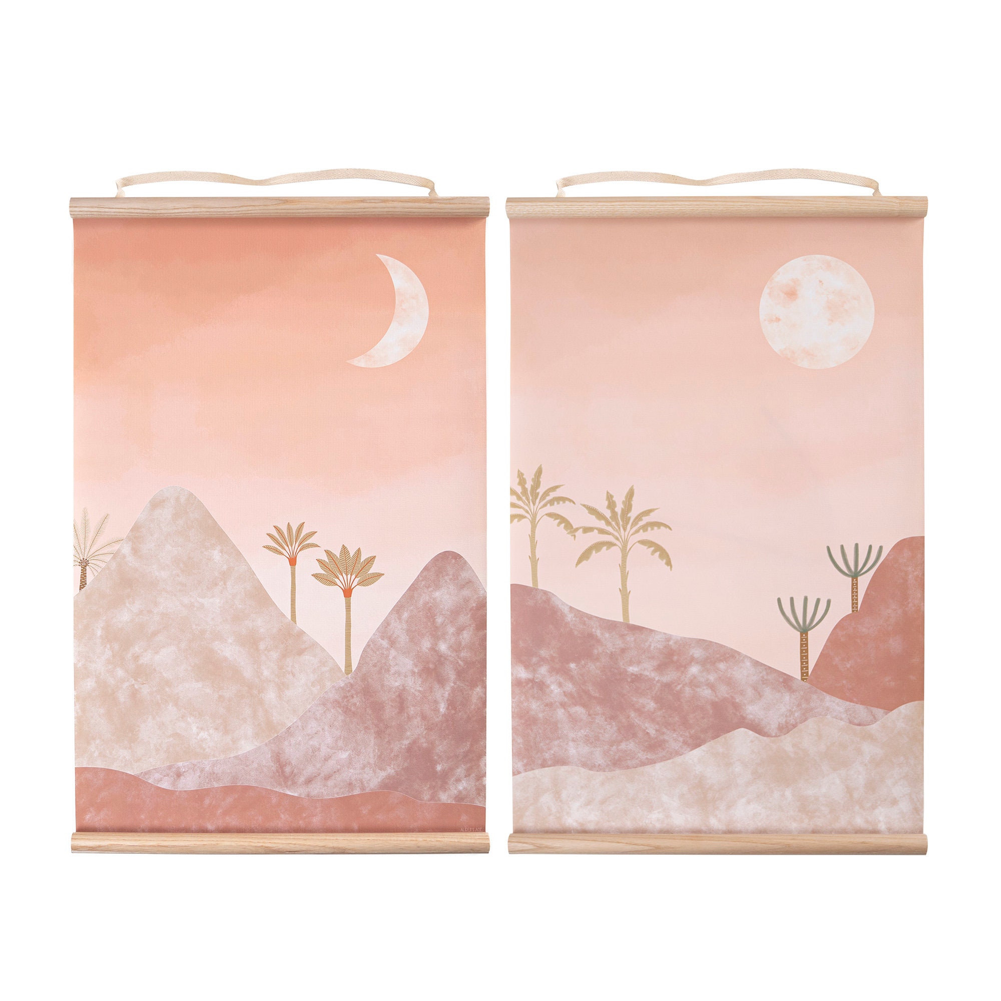 Framed Boho Wall Art Set of 2 Mid Century Modern Wall Art Etsy