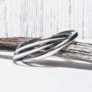 Sterling 3-Band Ring | 2mm Three Band Rolling Ring | Silver band | .925