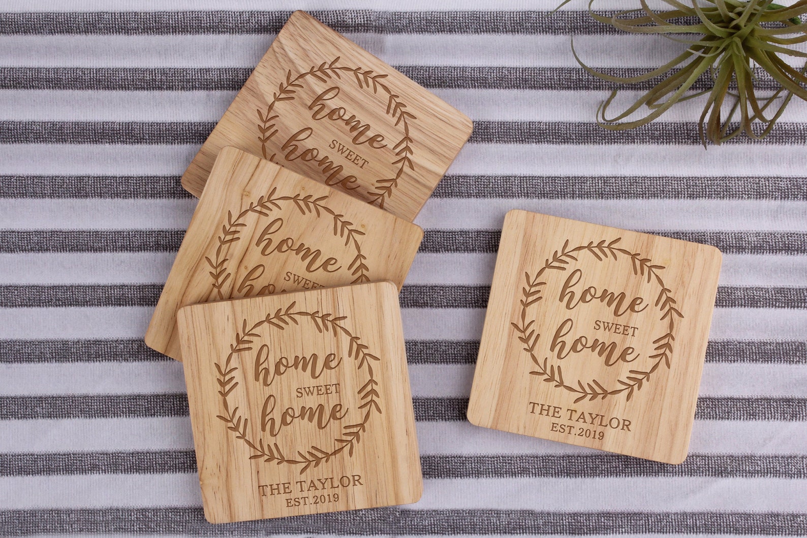 Housewarming Gifts Engraved Wood Coaster Housewarming gift Etsy