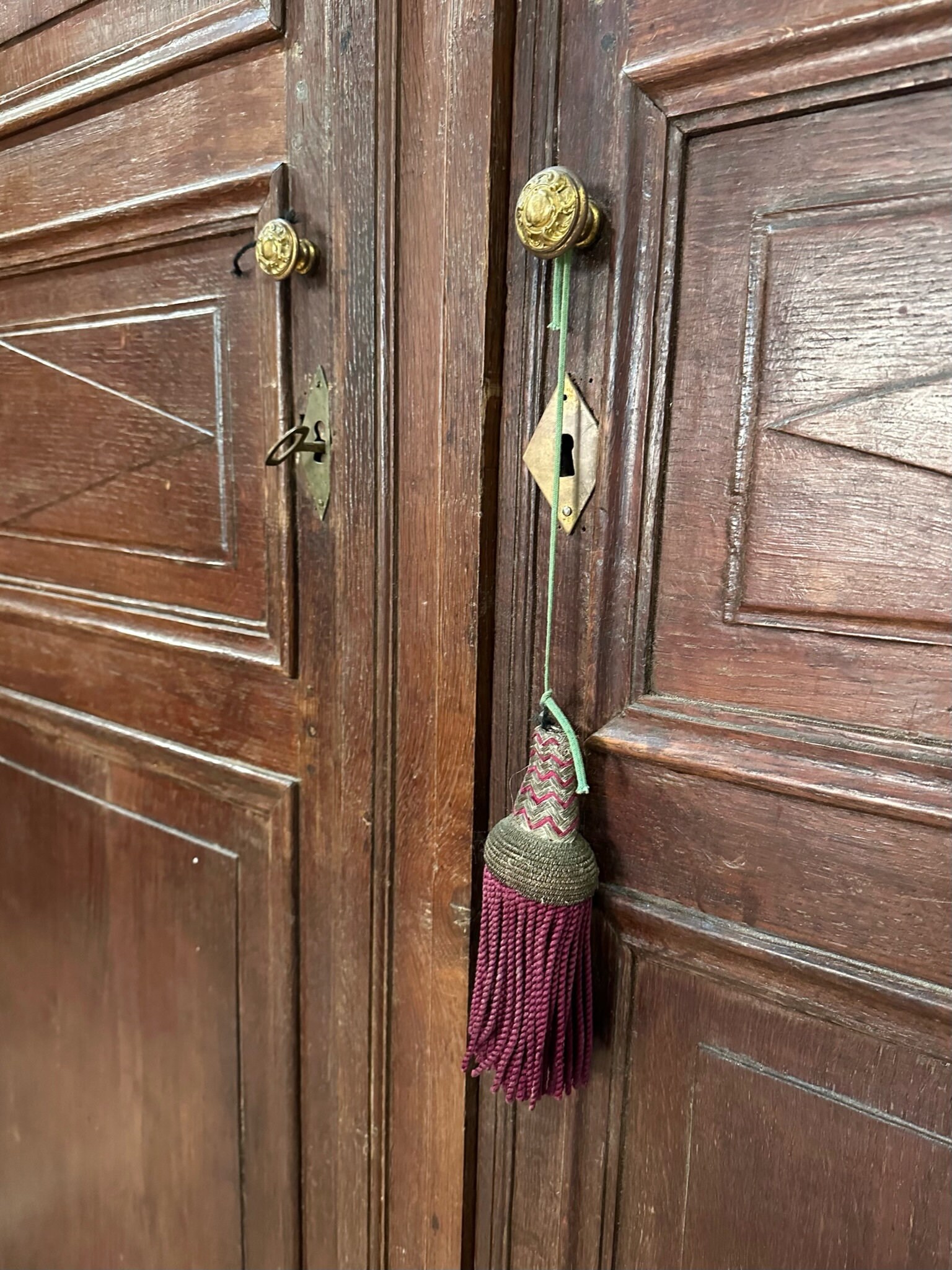 Antique Oak Knockdown Wardrobe W/ Panelled Doors & Original Hardware C