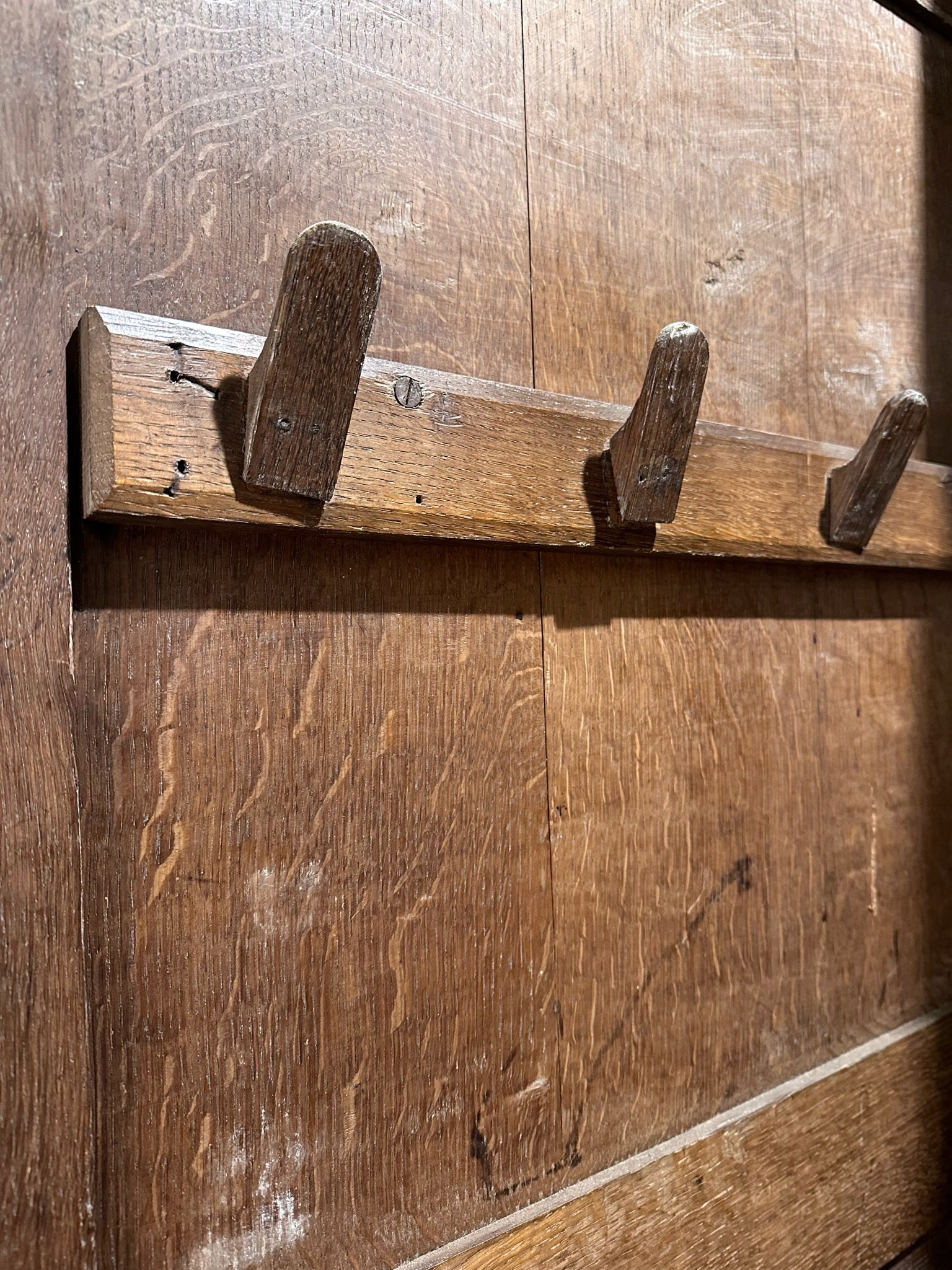 Antique Oak Knockdown Wardrobe W/ Panelled Doors & Original Hardware C