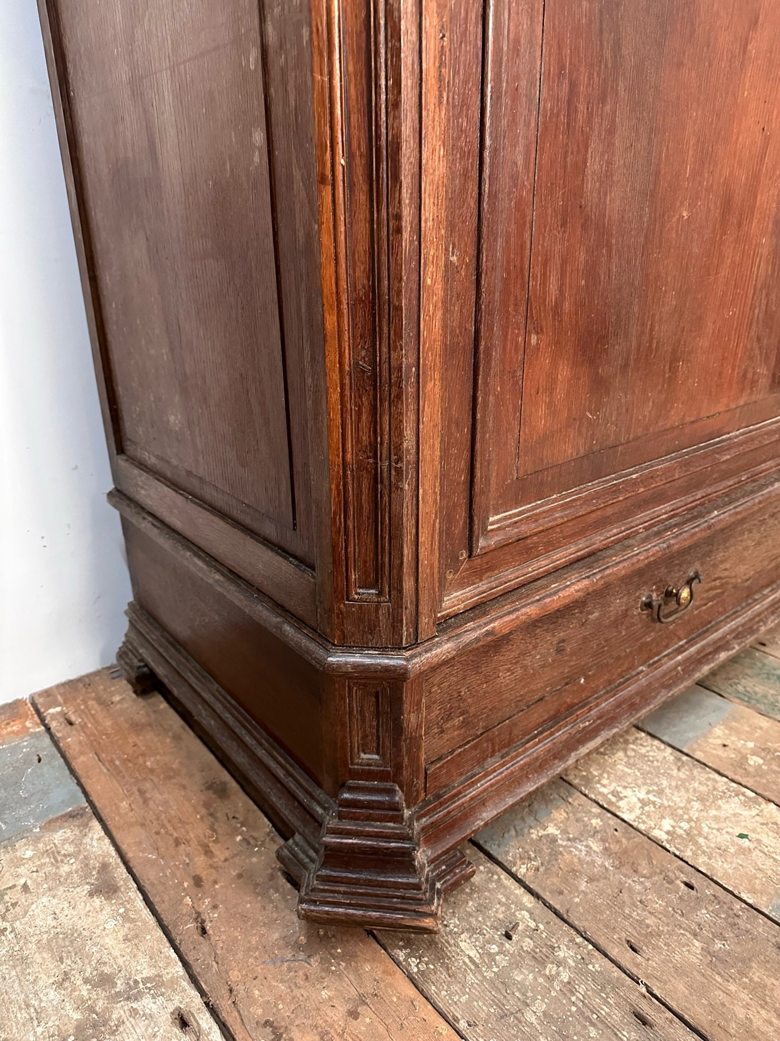Antique Oak Knockdown Wardrobe W/ Panelled Doors & Original Etsy