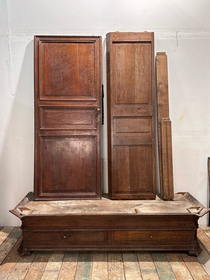 Antique Oak Knockdown Wardrobe W/ Panelled Doors & Original Etsy