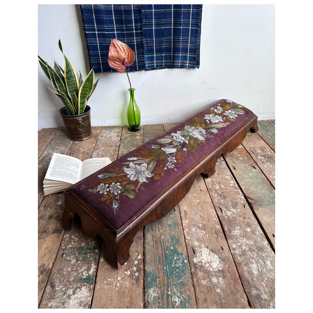 Beautiful English William IV Footrest W/ Glass Beaded Detail C.1840 Etsy