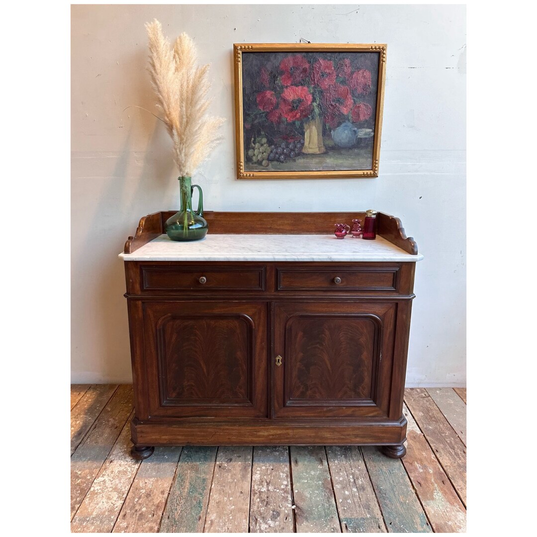 Antique Belgian Mahogany Cupboard / Vanity Unit / Sideboard Etsy