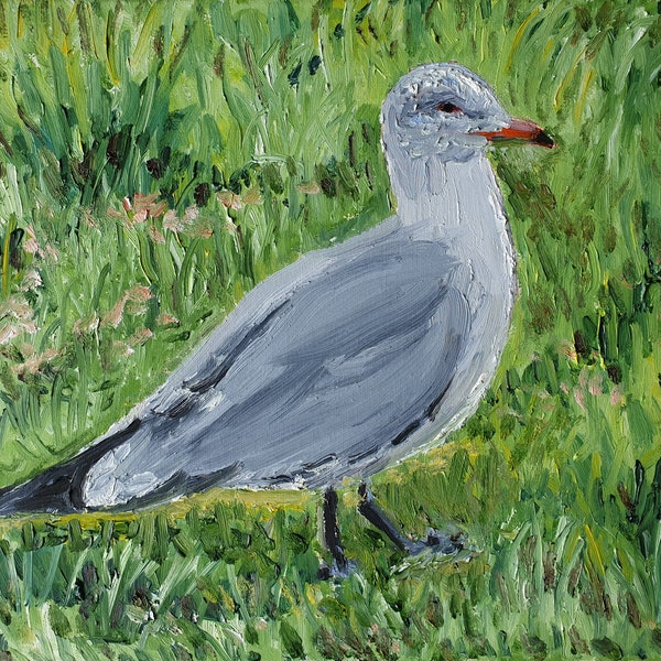 Seagull on the Greens" - Bird Painting