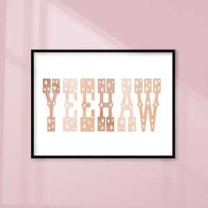Yeehaw ポスター、デジタル ダウンロード、ニュートラル ブラウン Yeehaw プリント、スター アート、カウガール ウォール アート、スペース カウボーイ、寮の装飾、沿岸カウガール ポスター