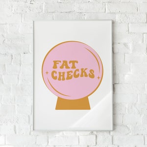 Fat Checks Crystal Ball Art Print, Digital Download, Fortune Teller Sign, Manifestation Poster, Pink Dorm Wall Art, Money Manifestation