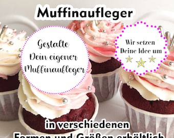 Personalisiert Muffinaufleger / Muffin Aufleger / essbare Cupcake Aufleger/Tortendeko AUSGESTANZT aus Esspapier, Zuckerpapier oder Fondant