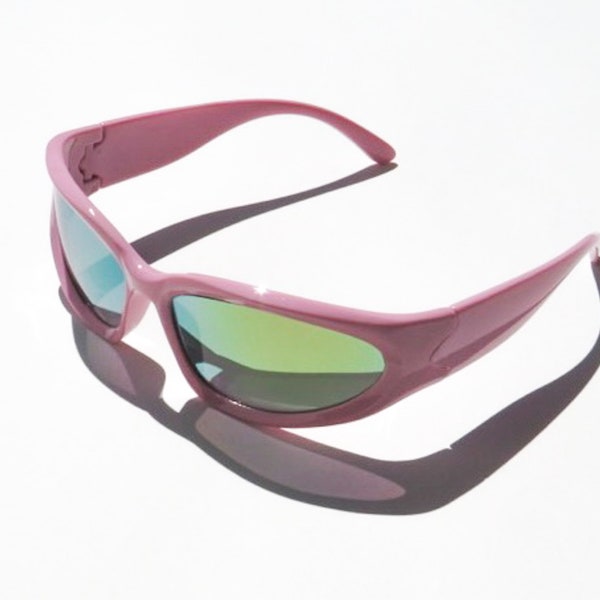 Pink Y2K Wrap Sunglasses