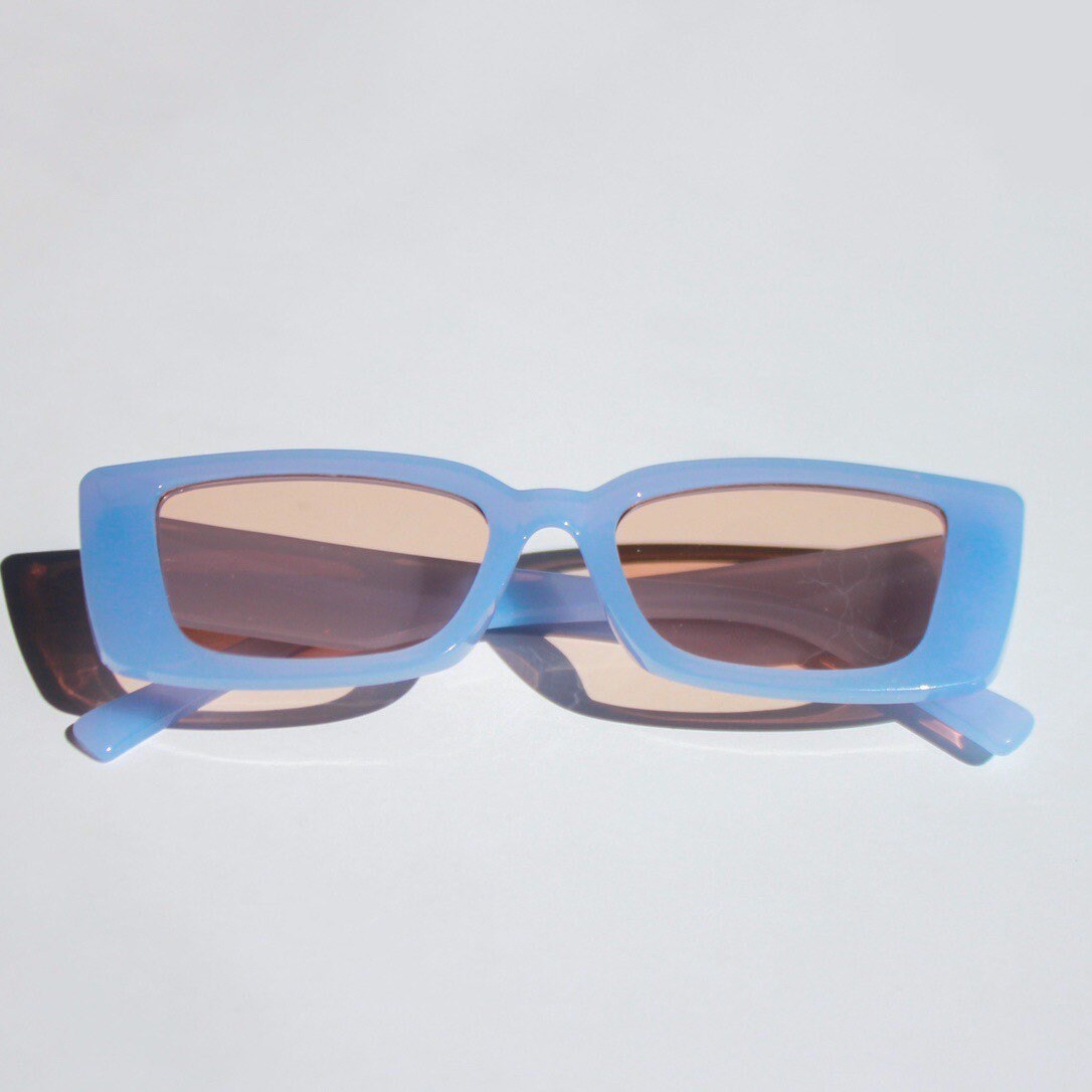 Retro light blue pastel sunglasses with peach lenses Etsy