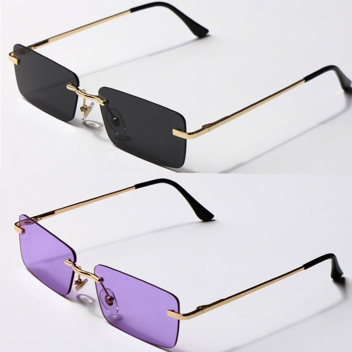 Black or purple frameless sunglasses Etsy