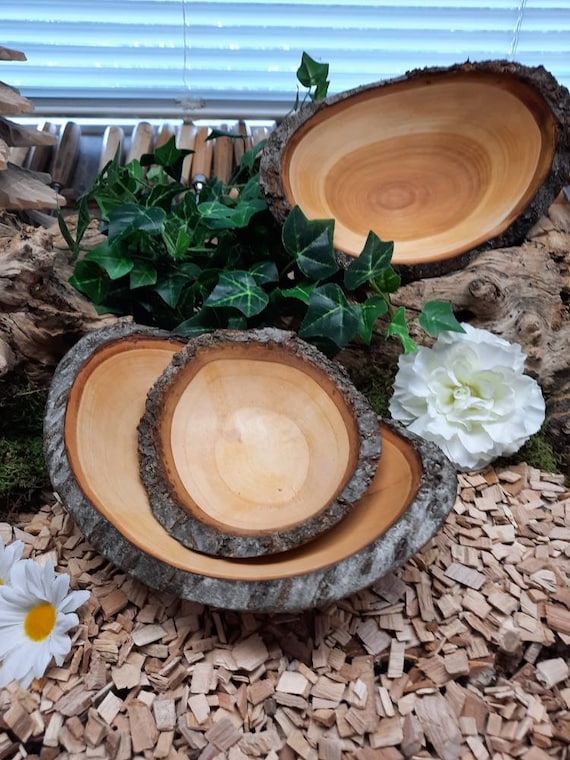 Holzschalen mit Rinde/ Dekoschalen/ Schalen für Snacks( müssen allerdings verpackt sein)