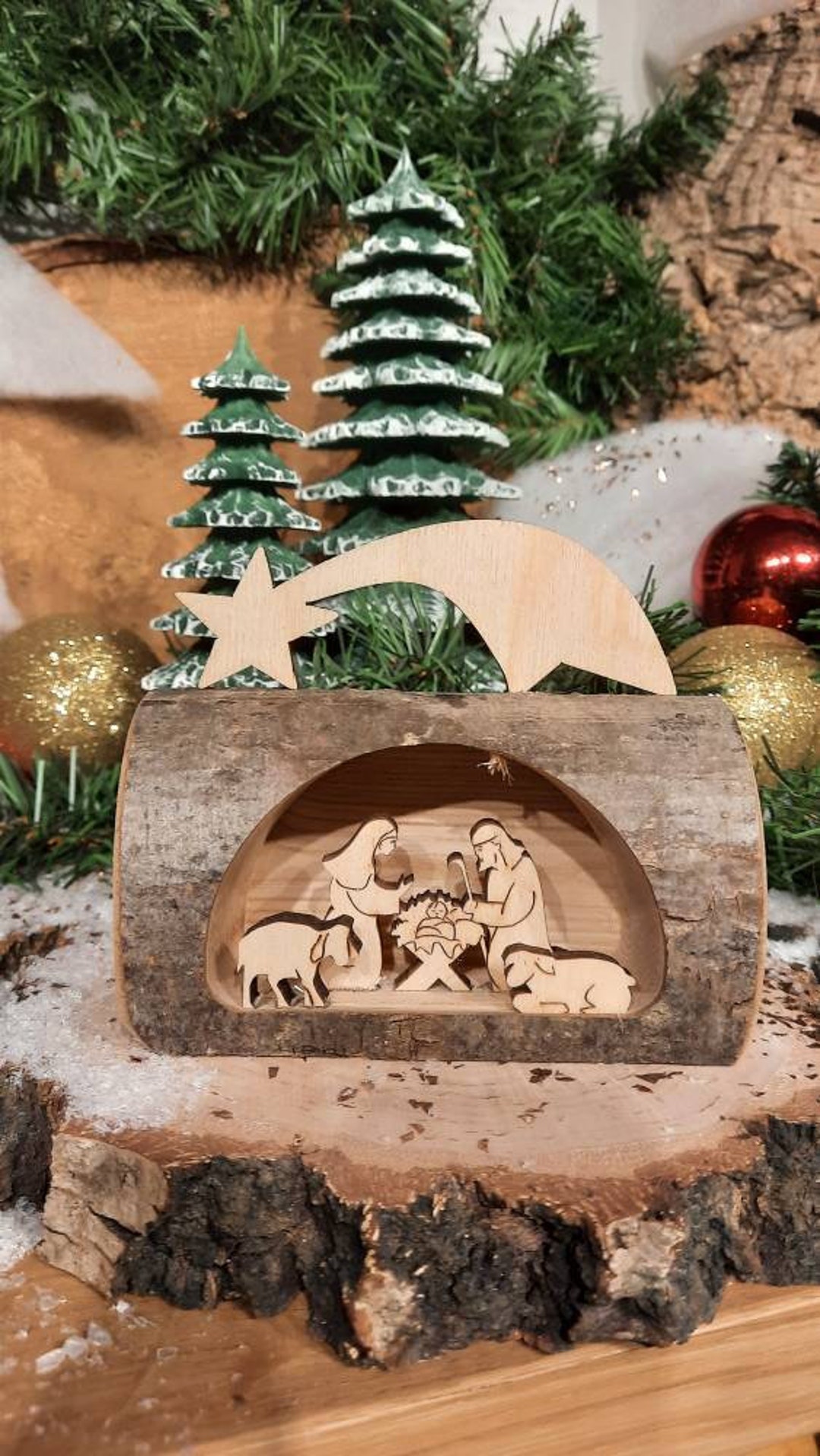Decorative Tree Trunk Nativity Scenes/christmas Nativity Scene/nativity  Scene Miniatures - Etsy
