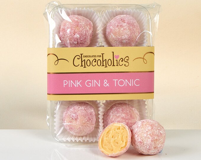 Pink Gin and Tonic Chocolate Truffles 6 G&T Truffles A Perfect Gift for