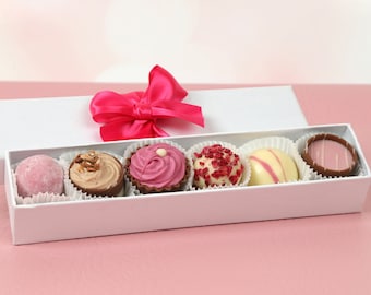 Pretty In Pink Chocolate Collection. 6 Luxury Chocolates In A Cute Girly Box With Pink Bow. A Great Gift For Her Birthday Or Mothers Day