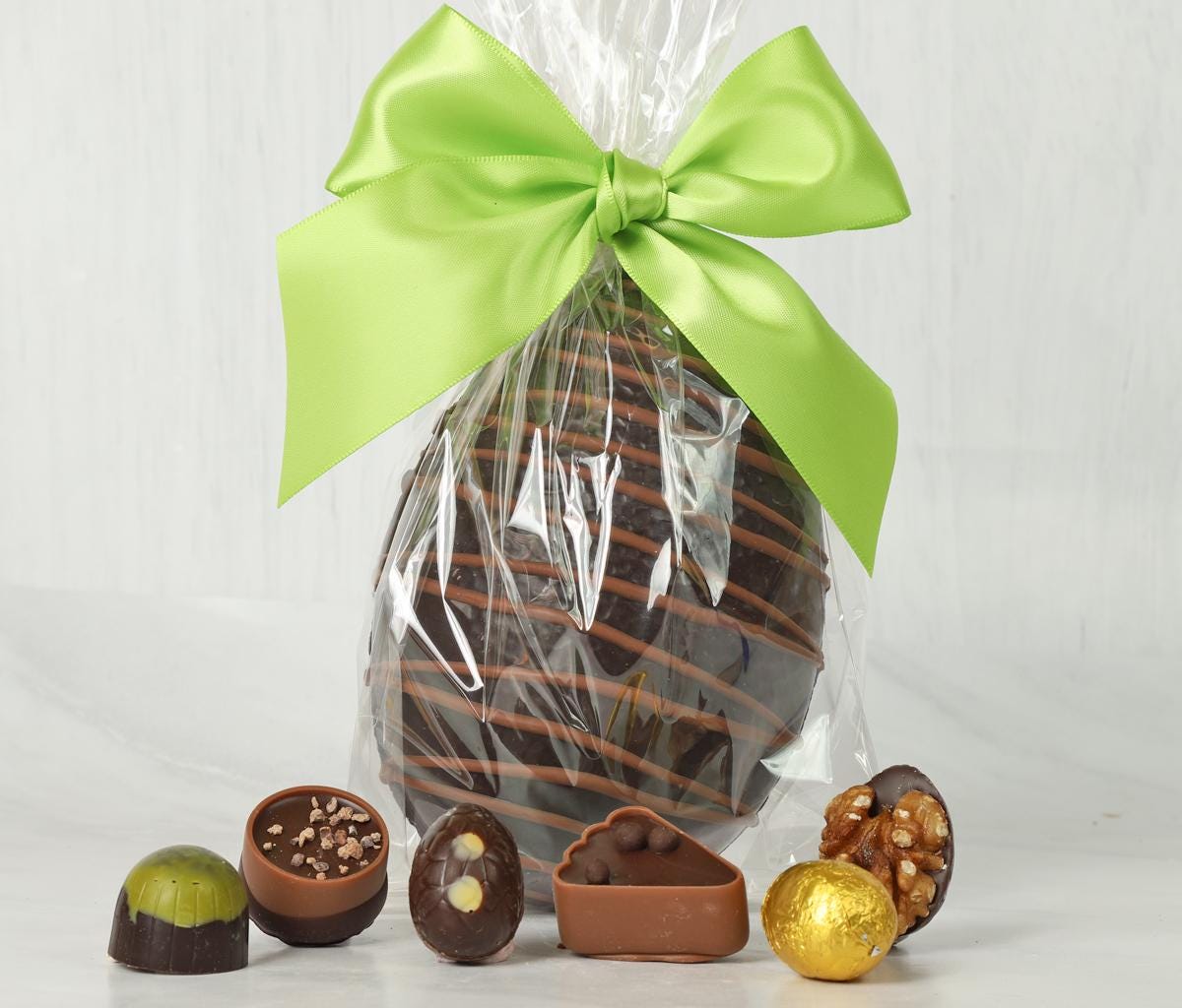 Luxury Dark Double Easter Egg - 2 Plain Chocolate Half Egg Shells Filled With 6 Luxury Belgian Chocolates. A Great Easter Gift For An Adult