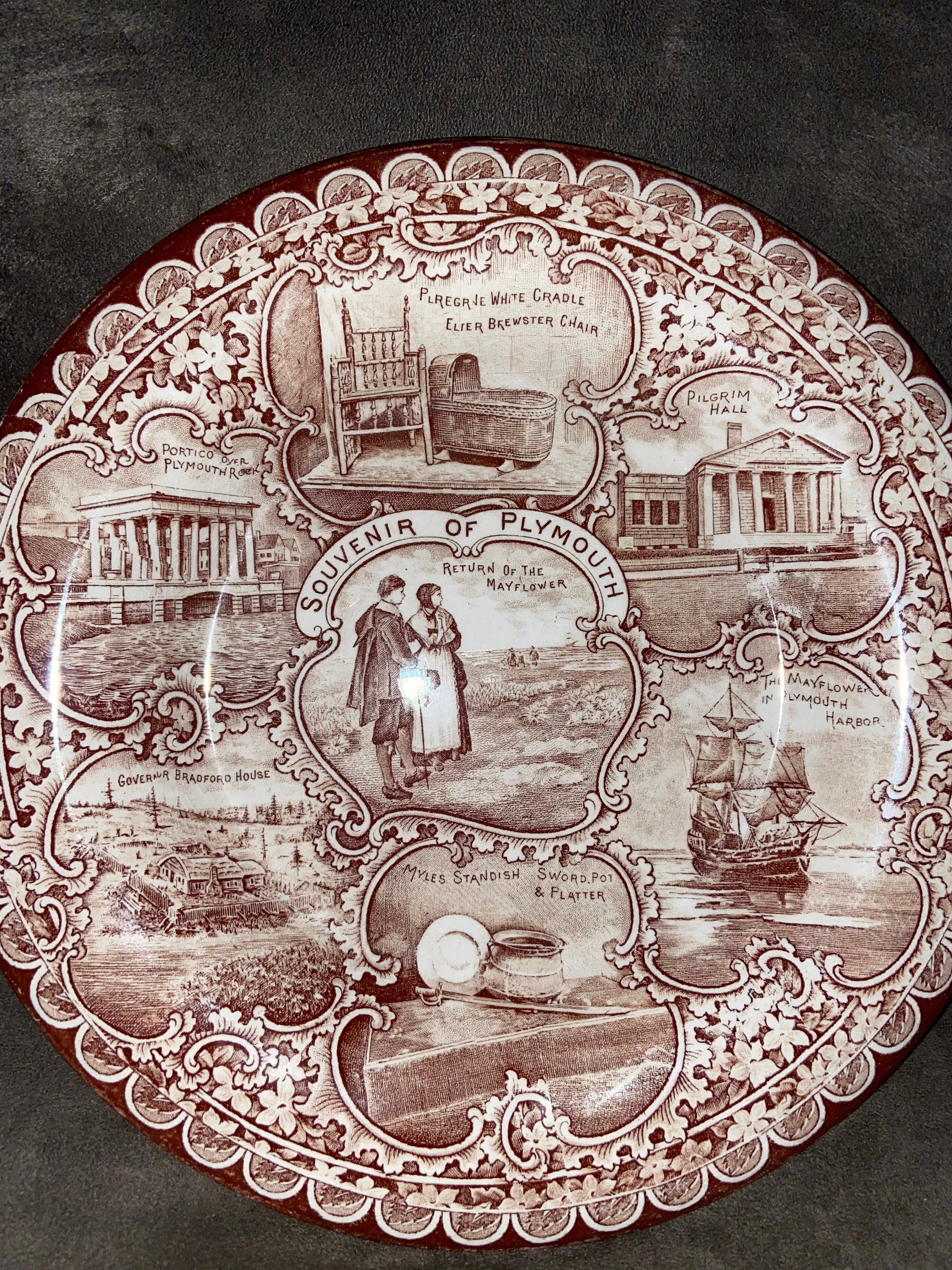 Ye old historical pottery Souvenir of Plymouth Vintage Plate Etsy