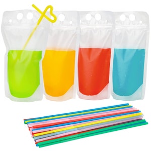Hoolerry 72 Pcs Disco Pouches for Drinks Adult Drink Pouches 70s Disco  Party Drink Pouches with Straws Resealable Disco Theme Drink Bags Plastic