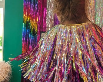 Kinder glitzernder Lametta Umhang: irisierendes Fransen-Schulterstück