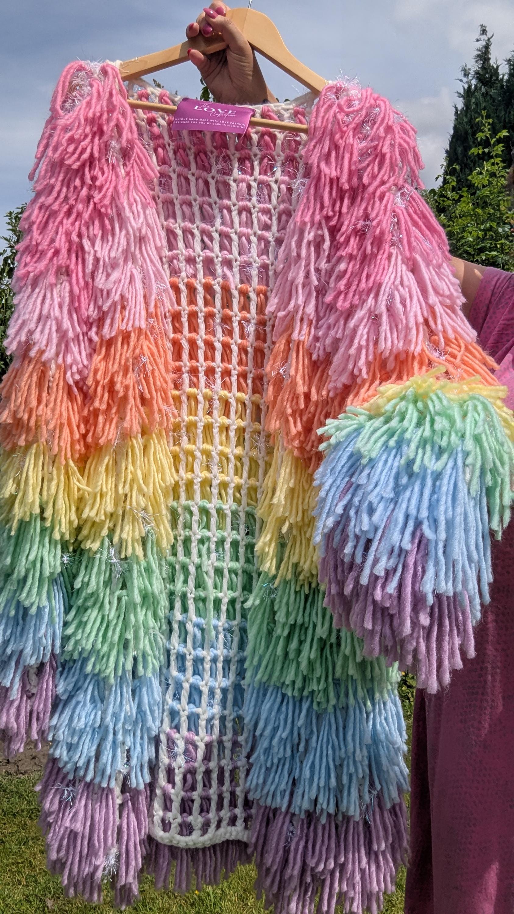 Limited Edition Pastel Rainbow Stripe Shaggy Cuddle Cardigan