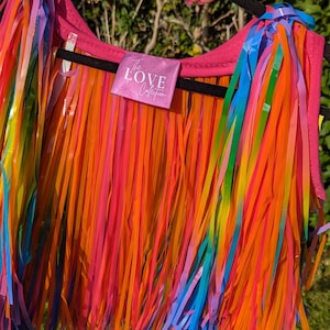 Rainbow Tinsel Shoulder Capelet: Upcycled Rave Festival Wear