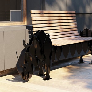 Rhino-bänk, plasma, laserdesign - DXF-filer för CNC-laser eller plasmaskärare