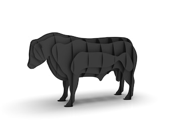 Estatua de toro de Limousin, decoración de jardín - Archivos DXF para corte láser o plasma CNC