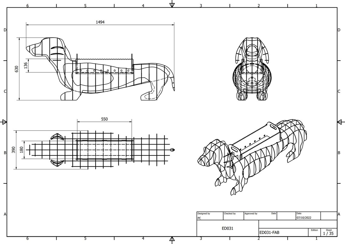 Dachshund Sausge Dog BBQ Fire Pit Animal DXF Files for Laser or Plasma