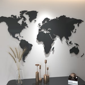 Mapa del mundo - Arte mural - Archivo DXF listo para corte por láser o plasma