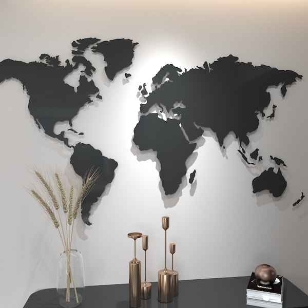 World Map - Wall Art - DXF File Ready for Laser or Plasma Cutting