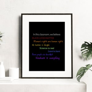 Classroom Decor, Liberal Teacher Gift, Progressive Educator Decor, Inclusive Classroom Decor, Teacher Ally Poster, Accepting Classroom Art