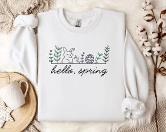 SVG de primavera de Pascua, SVG de diseño de primavera, SVG de conejito floral, SVG de flores de primavera, Archivos Cricut, Descarga de diseño de sublimación, Diseño de Hola Primavera