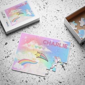 Personalized Name Unicorn Puzzle, Kids Custom Puzzle, Custom Kid Gift, Kid Educational Activity, Kid Unicorn Puzzle, Custom Unicorn Puzzle