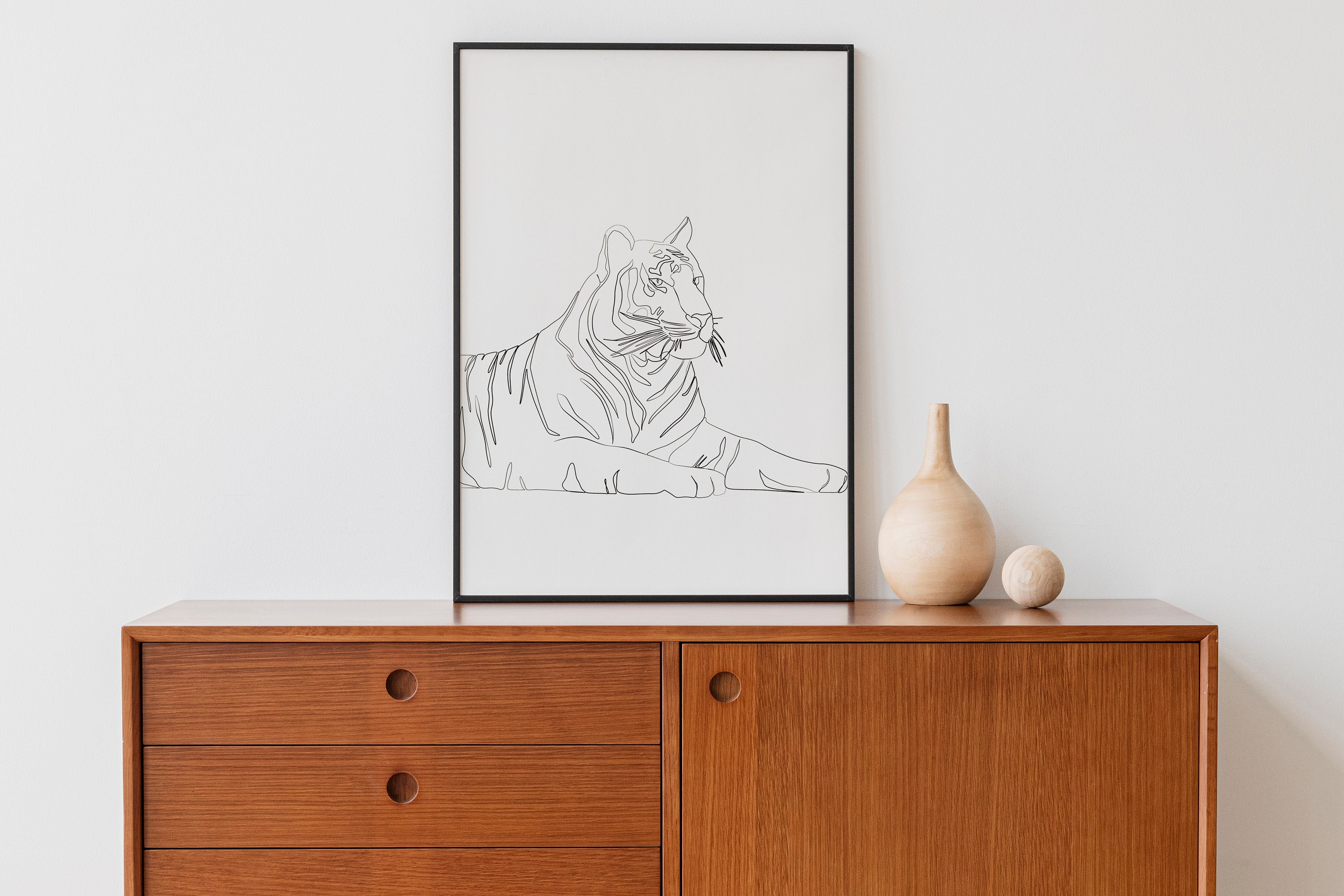 Tiger Print Wall Art Tiger Line Art Wild Animal Prints Etsy