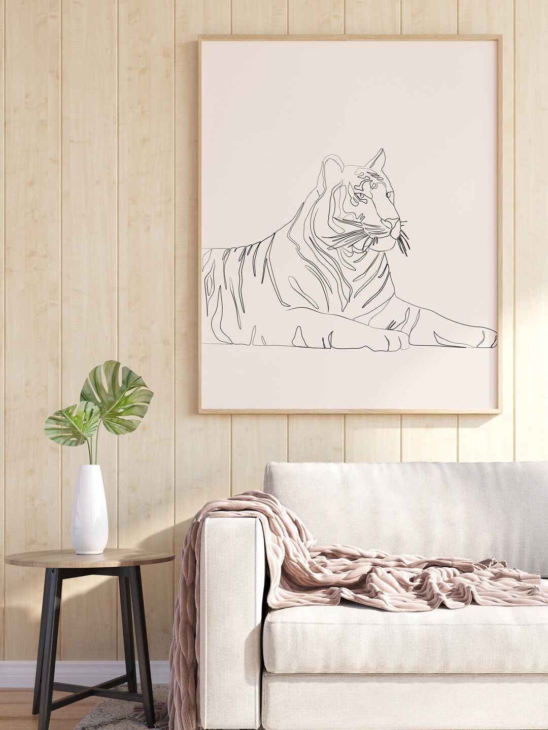 Tiger Print Wall Art Tiger Line Art Wild Animal Prints Etsy