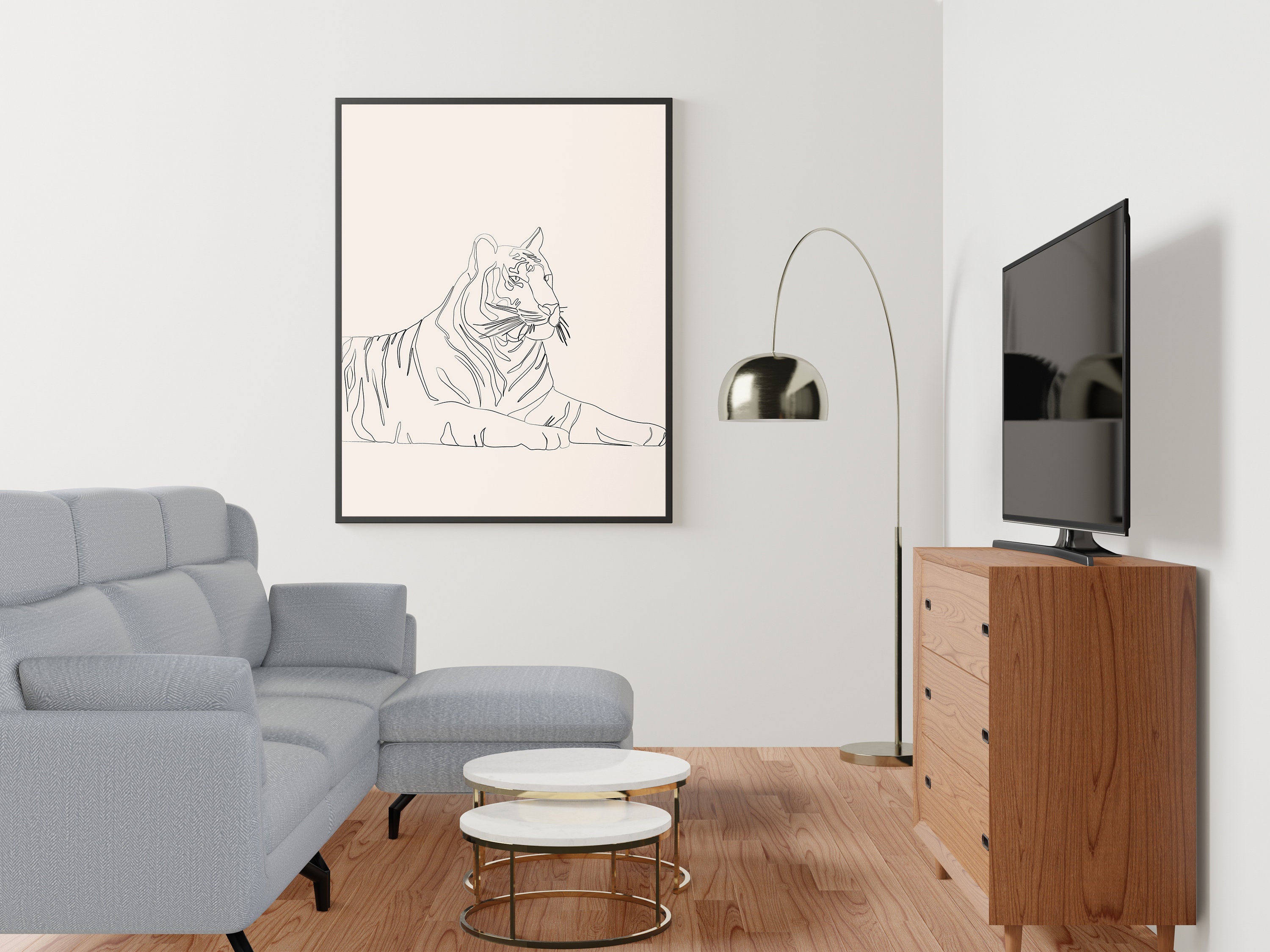 Tiger Print Wall Art Tiger Line Art Wild Animal Prints Etsy