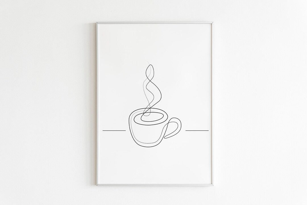 Coffee Prints Wall Art Coffee Cup Print Coffee Line Art Etsy