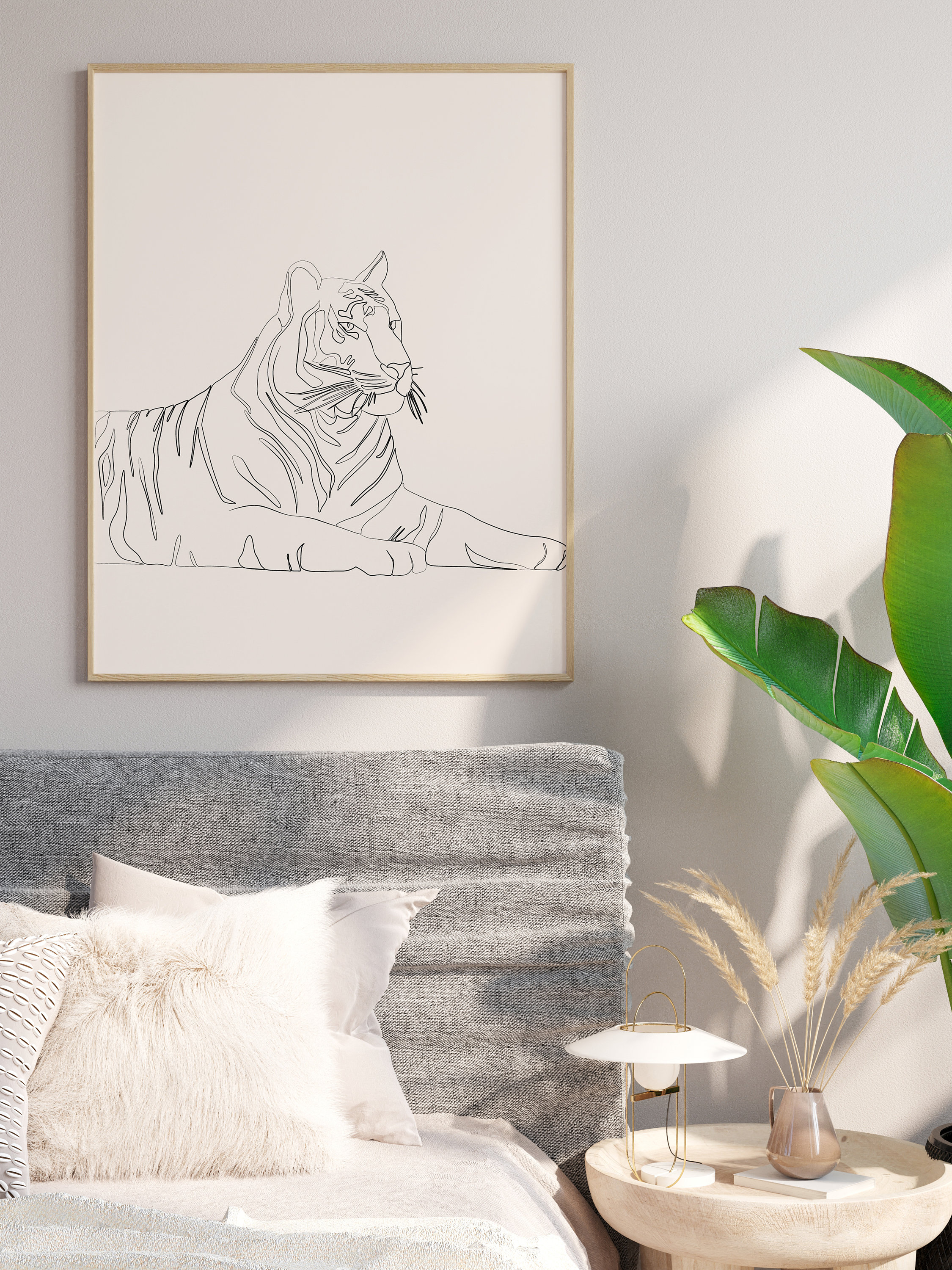 Tiger Print Wall Art Tiger Line Art Wild Animal Prints Etsy