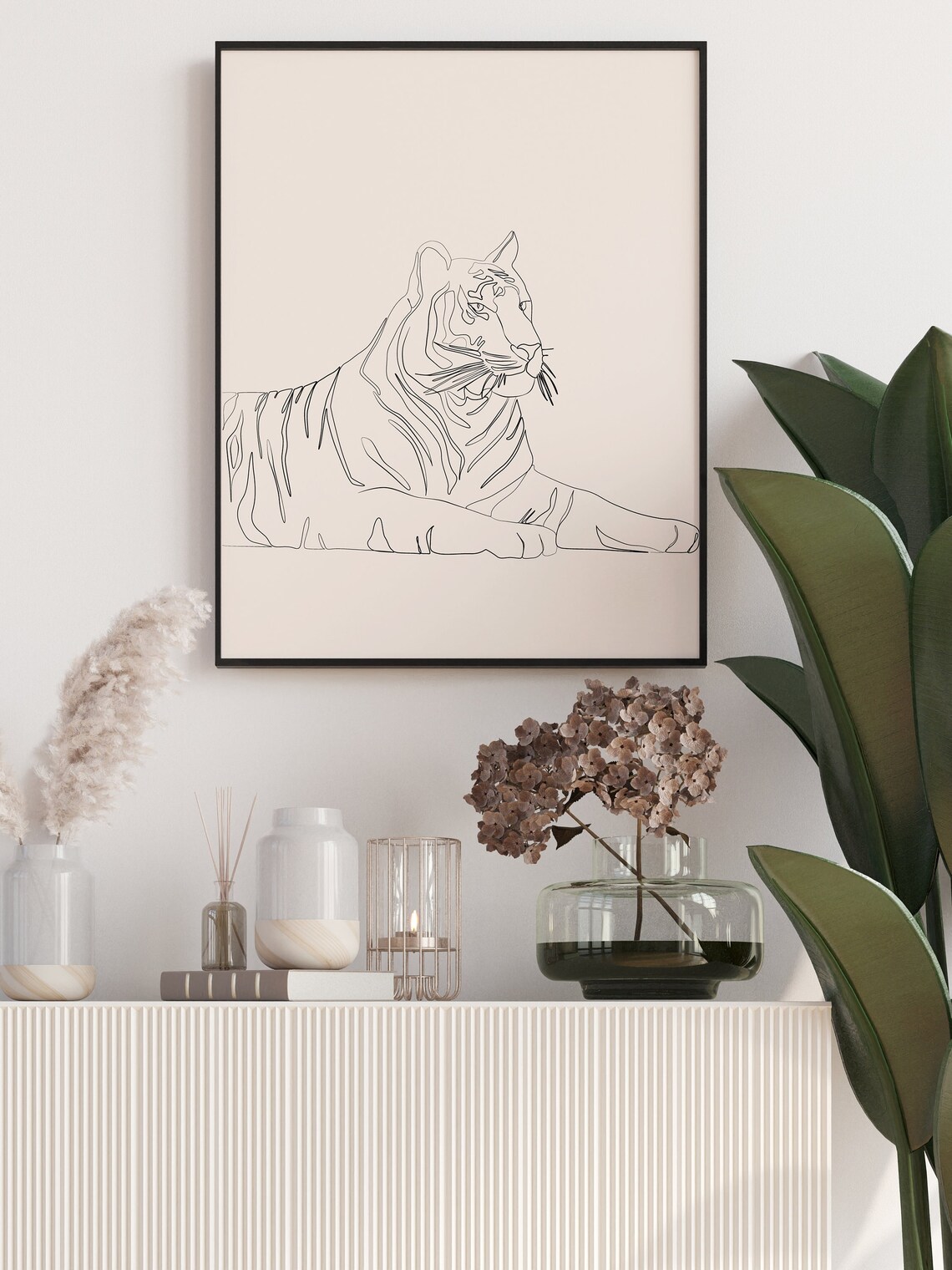 Tiger Print Wall Art Tiger Line Art Wild Animal Prints Etsy