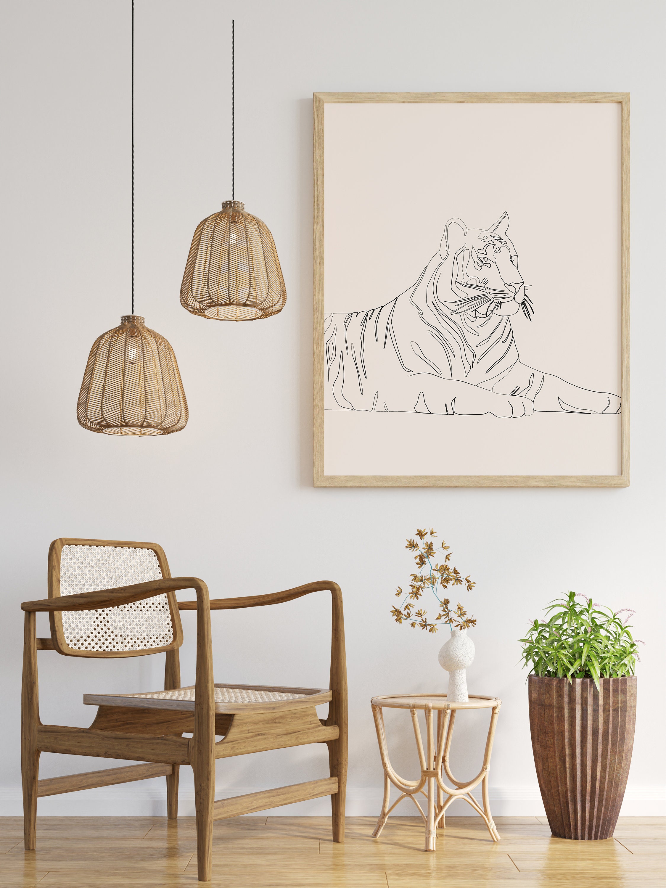 Tiger Print Wall Art Tiger Line Art Wild Animal Prints Etsy