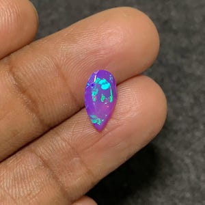100% Natural Purple Pink Ethiopian Opal Faceted Pear Loose Gemstone Fire Opal Gems for Jewelery WholesaleGems PopeGems 12x7x4 MM P1411