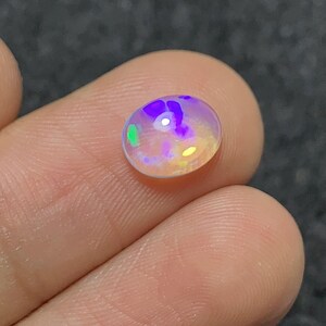 Natural Ethiopian White Opal Smooth Oval Shape Cabochon Loose Gemstone Fire Opal Jewelry Wholesale Gems Popegems 9x7x3 MM P2052