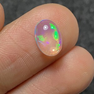 Natural Ethiopian White Opal Smooth Oval Shape Cabochon Loose Gemstone Fire Opal Jewelry Wholesale Gems Popegems 10x7x3 MM P2067