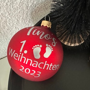 Weihnachtskugel 8cm, Name, Christbaum, Glas, personalisiert, erstes Weihnachten Bild 2