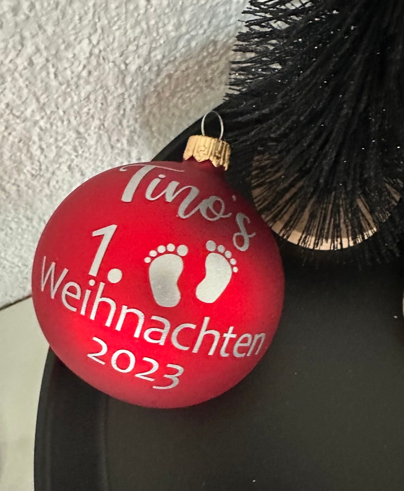 Weihnachtskugel 8cm, Name, Christbaum, Glas, personalisiert, erstes Weihnachten Bild 2