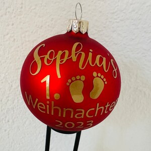 Weihnachtskugel 8cm, Name, Christbaum, Glas, personalisiert, erstes Weihnachten Bild 5