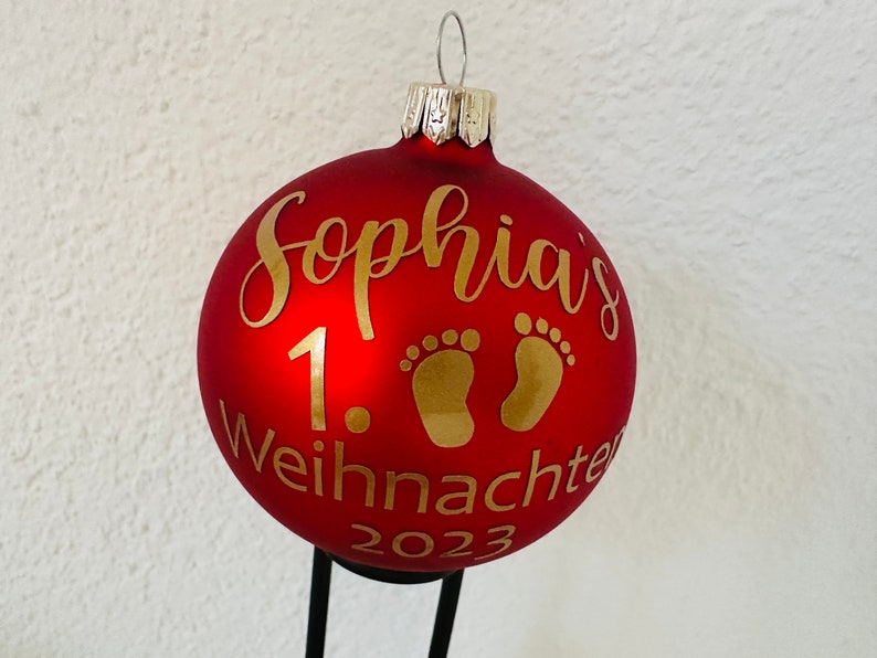 Weihnachtskugel 8cm, Name, Christbaum, Glas, personalisiert, erstes Weihnachten Bild 5