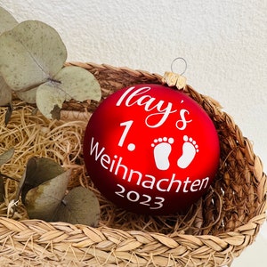 Weihnachtskugel 8cm, Name, Christbaum, Glas, personalisiert, erstes Weihnachten Bild 9